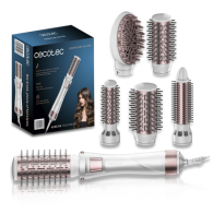 Cecotec CeramicCare 5in1 Pro Hot Air Brush — 1000 W Multifunctional Styling Tool, 5 Interchangeable Heads for Straightening, Curling, Volumizing & Drying, Advanced Ceramic Coating, Ionic Technology fo