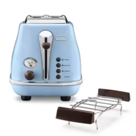 Delonghi Toaster with Vintage Design in Light Blue, 2-Slice Capacity and 900W