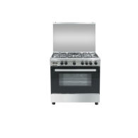 Nara Gas Cooker 80 cm Double glass black door Glossy stainless steel Wide Enameled Iron Grids
