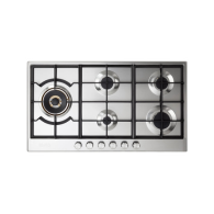 Elba Gas Hob Built-in 90 cm Steel Cast Iron Pan and a Copper and Turbo Side Burner