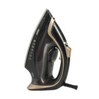 Arshia Steam Iron , Black and Gold , 2830W , Dual-Material Soleplate , Anti-Drip & Anti-Calc , Elegant Design , 1.9m Power Cord