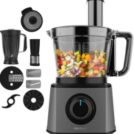 Cecotec Paprika 2000 Food Processor, 2000 W Max Power, Stainless Steel Body, 3.5 L Bowl, 2 Speeds + Pulse, 3 Cutting Discs, Chopping Blade, Kneading Blade