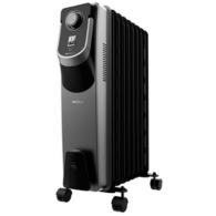 Cecotec ReadyWarm 9000 Space 360 Black Oil-Filled Radiator – 2000 W, 9 Fins, 360° Heat Distribution Technology, 3-Level Adjustable Thermostat, Wheels & Ergonomic Handle