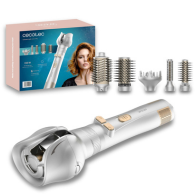 Cecotec CeramicCare 6in1 Gyro Hot Air Brush — 1100 W Multifunctional Rotating Styler, 6 Interchangeable Heads (Brushes, Comb, Diffuser, Automatic Curler), Dual Rotation Control,