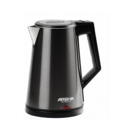 Arshia Electric Stainless Steel Kettle – 1.7L Capacity – 1800W – Auto Shut-off, 360° Swivel Base, Boil-dry Protection, Locking Lid, Sleek Black Design