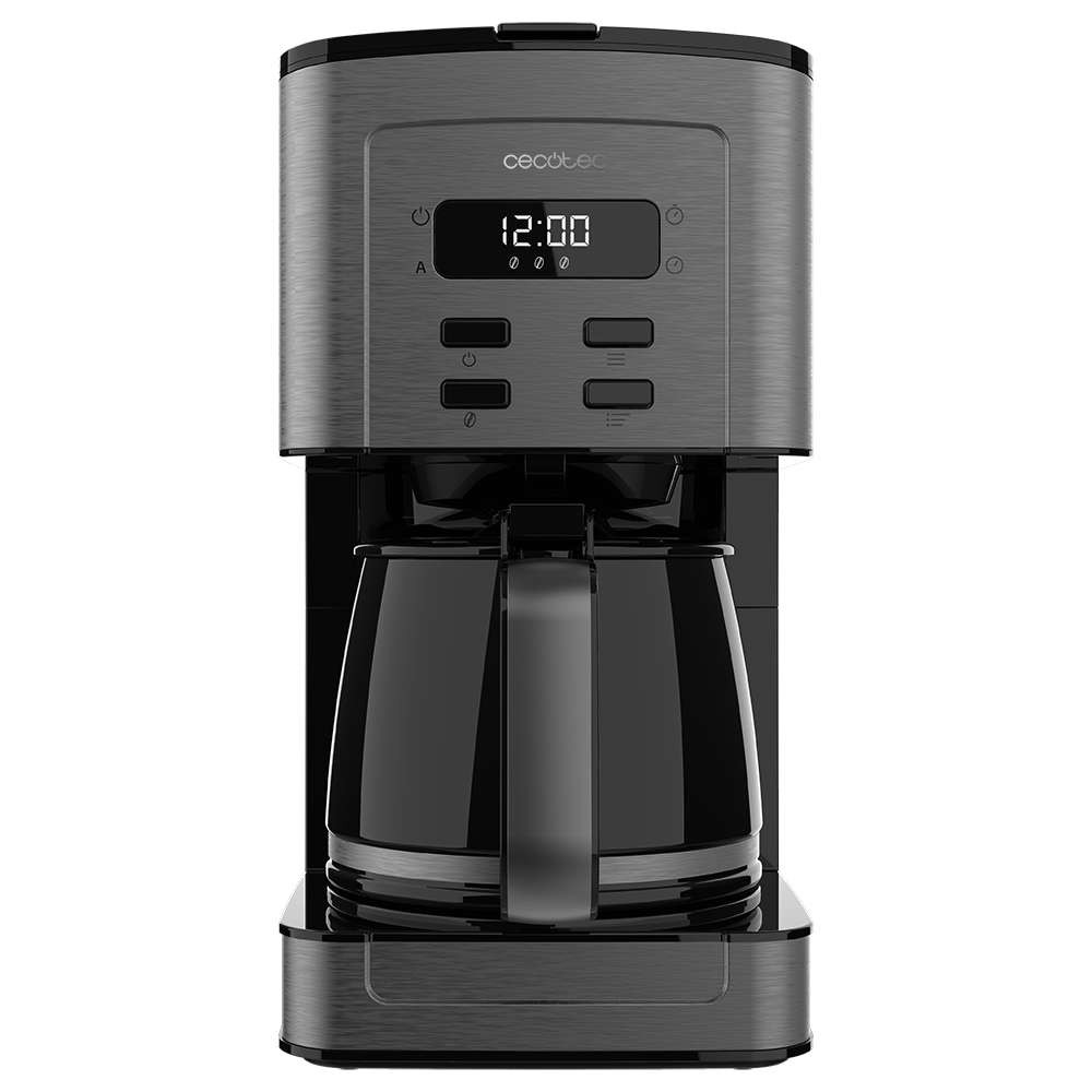Cecotec Coffee 56 Time — 800 W Digital Drip Coffee Machine, 12-Cup Capacity, ExtremeAroma Technology, Programmable Timer, Heatproof & Shockproof Glass Jug, Stainless-Steel Finish